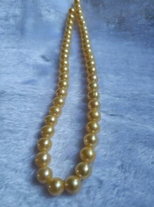 Beautiful 20" AAA+ 9-10mm natural south sea Gold Round pearl necklace 14K Gold - Picture 1 of 6
