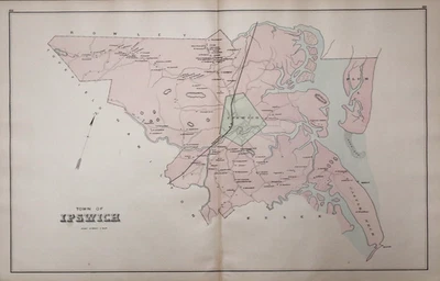 1884 Plat Map ~ Town of Ipswich, Essex Co., MA / Rowley & Wenham on Reverse - Image 1 of 4