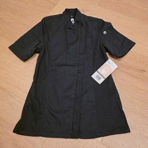 Giacca cappotto chef manica corta Chef Works donna XS nero cerniera davanti nuovo con etichetta - Foto 1 di 11