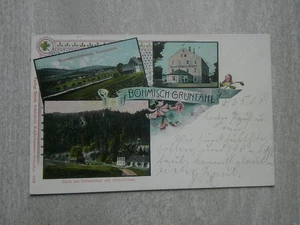 AK Olbernhau Erzgebirge LITHO Gaststätte BÖHMISCH GRÜNTHAL Marienberg Sayda - Bild 1 von 2