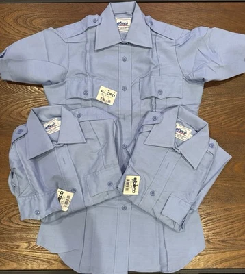 New Elbeco Paragon Plus Blue Short Sleeve Uniform Shirt Size 30 Style OP812–3 - Image 1 of 4