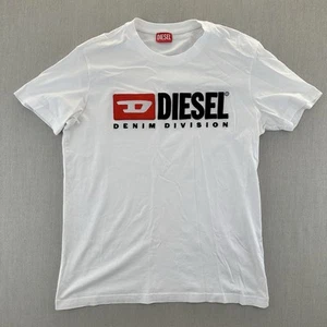 Diesel Shirt Mens Size 2XL T-Diegor-Div White Embroidered Cotton Pull On T-Shirt - Picture 1 of 6