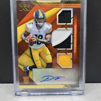 2019 Panini XR Rookie Triple Swatch Autographs Diontae Johnson #228 Orange 7/25 - Image 1 of 3