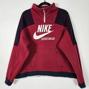 Nike Sportswear 1/4 Zip Activewear Mens XL Long Sleeve Red Pullover Sweatshirt - Picture 1 of 11