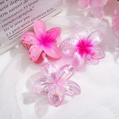 3 Pc Summer Flower Hair Claw Clips Women Barrette Crab Ponytail Grip Hairpins — 第 1/4 张图片