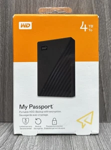 WD 4TB My Passport Portable External Hard Drive WDBPKJ0040BBK-WEWM (NEW SEALED) - Afbeelding 1 van 1