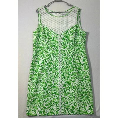 J Howard Green White Shift Dress 18 XL 1X Beach Summer Vacay - Image 1 of 4