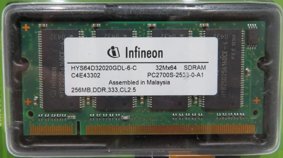 Infineon 256MB 32Mx64 Memory RAM PC2100S-2033-0-A1 HYS64D32020GDL7-8 - Image 1 of 1