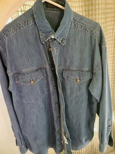 Versace Jeans Couture Camicia Vintage Blu Denim Manica Lunga Uomo Taglia Media Med - Foto 1 di 12