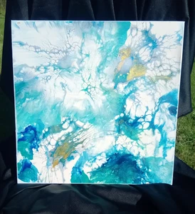 EIN ORIGINAL ABSTRAKTES GEMÄLDE NACH DEM REGEN ACRYL AUF LEINWAND 20X20 ZOLL - Bild 1 von 3