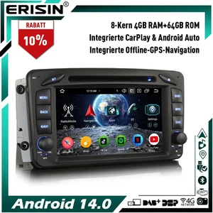 Android 14 64GB Autoradio DAB+ CD Mercedes A/C/G/CLK Klasse W209 W203 Viano Vito - Bild 1 von 24