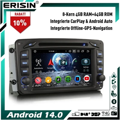 Android 14 64GB Autoradio DAB+ CD Mercedes A/C/G/CLK Klasse W209 W203 Viano Vito - Bild 1 von 4