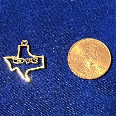 Colgante con dije chapado en oro del estado de Texas para pulsera/collar, Dios los bendiga Texas Foto 1 de 4