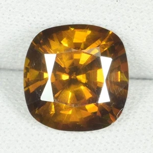 5.71 ct AWESOME HONEY BROWN YELLOW / NATURAL SPHALERITE _ Cushion See Vdo BL - Picture 1 of 3