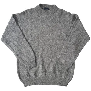 VTG Uniqlo Men’s Gray Sweater L 100% Pure New Wool Knit Crewneck Pullover Warm - Picture 1 of 7