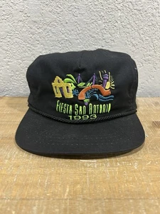 Vintage 1993 Fiesta San Antonio schwarz Strapback Hut neu - Bild 1 von 6