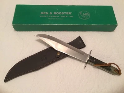 RARO DESCONTINUADO Vintage Galinha e Galo 10” Lâmina Fixa Faca Cabo de Veado. - Imagem 1 de 4