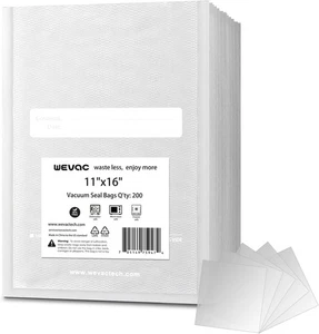 Wevac Gallon 11x16 Inch, 200ct, Pre-Cut, Heavy Duty Vacuum Sealer Bags, BPA Free - Picture 1 of 8
