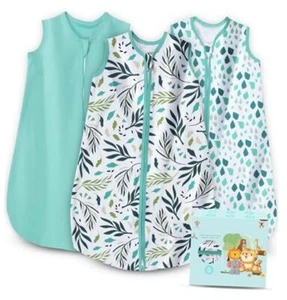 Baby Sleep Sack - Lightweight 100% Cotton 2-Way Zipper TOG 0-6 Months Green - Picture 1 of 8