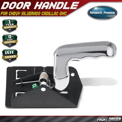 Manija de puerta interior cromada brillante del conductor delantero para Chevy Silverado Cadillac GMC Foto 1 de 4