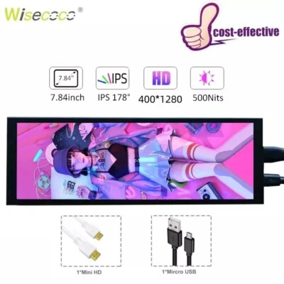 7.84'' Mini Portable Monitor 400*1280 IPS LCD Screen Display for CPU GPU Aida64 - Image 1 of 4