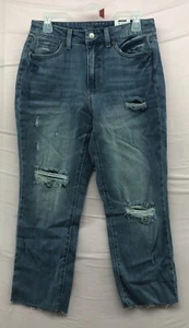 New Time and Tru High Rise Denim Straight Crop Jeans Größe 8 Damen Used-Look - Bild 1 von 12