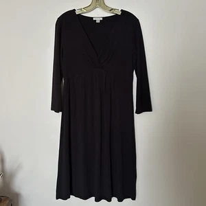 Vestido Granate Hill Tejido Manga 3/4 Algodón Rayón Mujer Negro Minimalista Talla Pequeña - Imagen 1 de 5