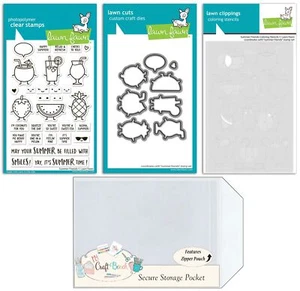 Estampillas, troqueles y plantilla para colorear Lawn Fawn Summer Friends + bolsillo de almacenamiento seguro - Imagen 1 de 6