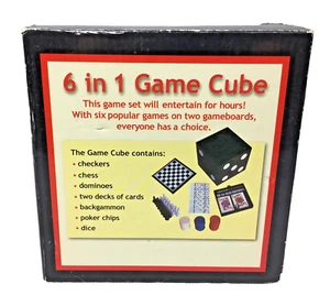 Cubo de juego 6 en 1 damas ajedrez dominó barajas de cartas backgammon poker dados - Imagen 1 de 12