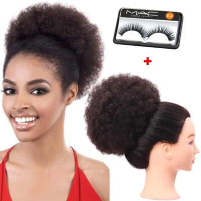 Afro Kinky Curly Kordelzug Pferdeschwanz Puff Bun Clip in Hair Updo Kunsthaar