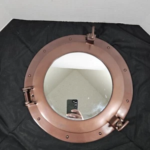9.5"Maritime Brass Nautical Boat Ship Mirror Porthole Round Window GlassPort - Picture 1 of 15