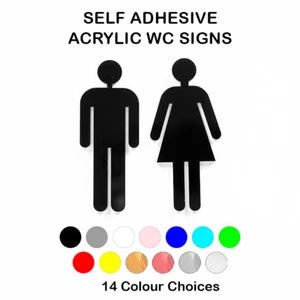 Toilet Door Sign Acrylic Restroom Sign Bathroom Signage WC Plaque Toilet Symbol - Picture 1 of 5