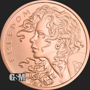 2025 - COPPER - FREEDOM GIRL - 1 oz. .999 Fine Copper Round Coin IN STOCK - Picture 1 of 3