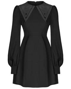 Punk Rave Daily Life Gothic Lolita Skater Minikleid schwarz Kragen Hexe okkult - Bild 1 von 11
