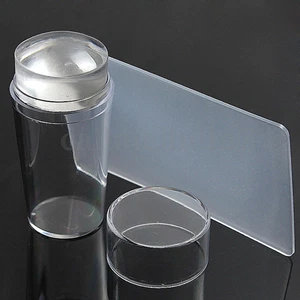 Nail Art Clear Jelly Head Silicone Stamper Scraper Cap Transparent Stamping UK - Picture 1 of 7