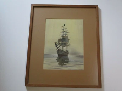 REX BRANDT ORIGINAL ACUARELA PINTURA NÁUTICA REGIONALSIM BARCO RARO Foto 1 de 4