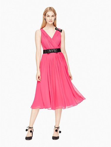 Abito Kate Spade New York impreziosito fiocco rosa caldo festa festa nuovo con etichette 10 $448 00