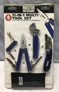 MASTER MECHANIC 12-in-1 Multi TOOL SET  4 Piece  Plier Wrench Knifes Pouch - Picture 1 of 2