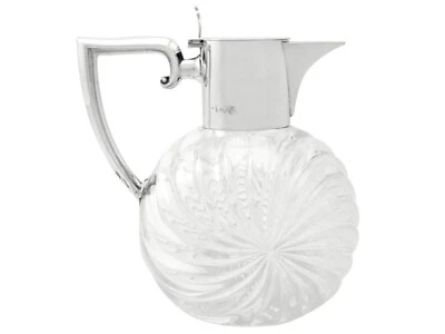 Jarra claret de vidrio cortado plata esterlina montada - antigua altura victoriana 18,9 cm Foto 1 de 4