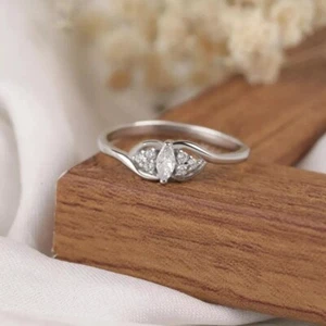 2 Ct Marquise Cut Simulated Diamond Wedding Women's Ring 14K White Gold Plated - Picture 1 of 4