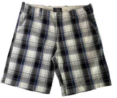 Shorts xadrez PLUGG CO. masculino 100% algodão azul cinza branco TAMANHO 42 10" costura interna - Imagem 1 de 4