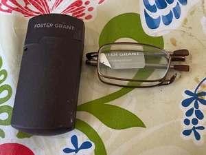 Foster Grant MicroVision GIDEON Folding Reader Glasses, Brown,+1.50, New w/case - Picture 1 of 5