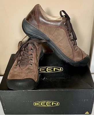 Keen Presidio Informal Cuero Marrón Tenis Zapatos-Rosa Top Costuras Cordones-9.5 Foto 1 de 4