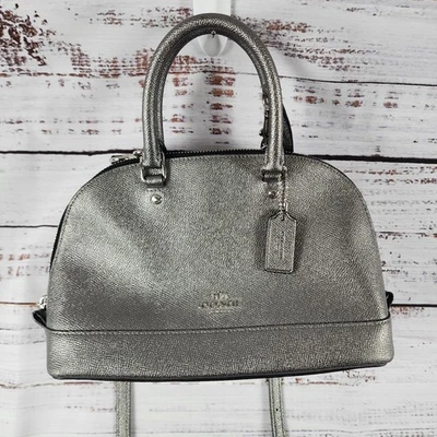 Coach Mini Sierra Satchel Silver Crossgrain Leather Shoulder Crossbody Bag F2231 - Image 1 of 4
