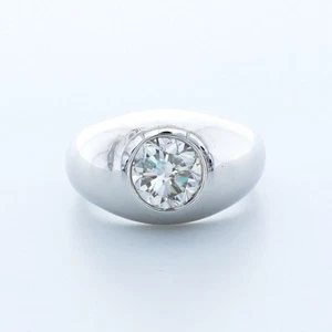 Anillo clásico de oro blanco con diamantes certificados naturales corte redondo G Si1 de 3,02 quilates para hombre - Imagen 1 de 8