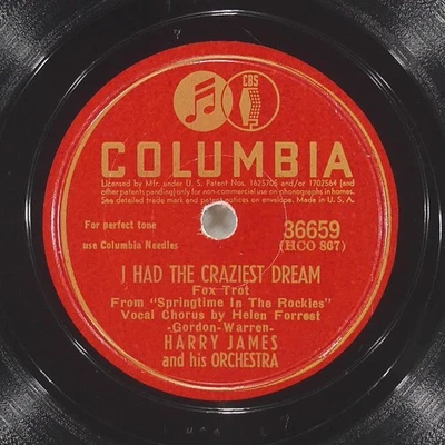 HARRY JAMES I Had The Craziest Dream / A Poem Set To Music COLUMBIA 36659 VG 78 Foto 1 de 4