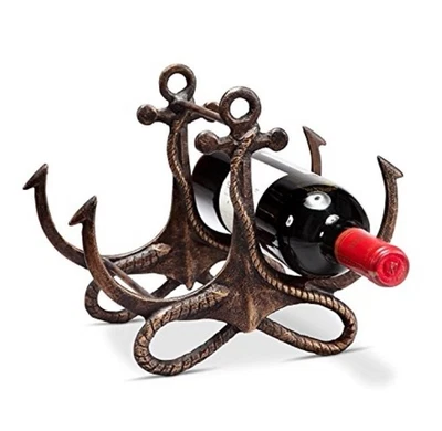 Portabotellas de Vino Anchor 10 x 8,5 X 7,5 Hierro Fundido SPI Costero Decoración del Hogar Foto 1 de 2