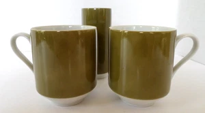 Mikasa Eclipse Tawny Green Salt Shaker & Coffee Cups Vintage 1970’s Fine China - Picture 1 of 7