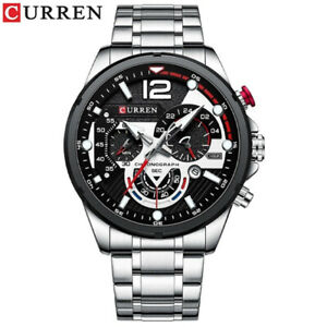 CURREN Men Brand Watch Chronograph Wristwatch Silver Steel Male Calendar Watches