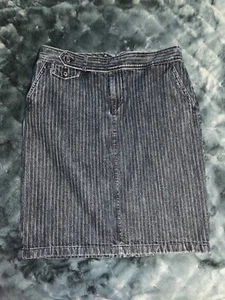Ralph Lauren VTG dark blue and white pinstripe denim pencil skirt size 10 - Picture 1 of 8